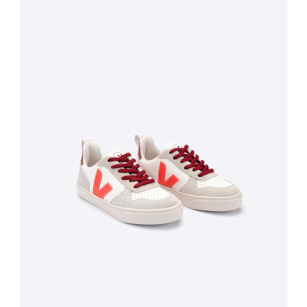 Kids' Veja V-10 BONTON Sneakers White/Orange | ZA 838UZG